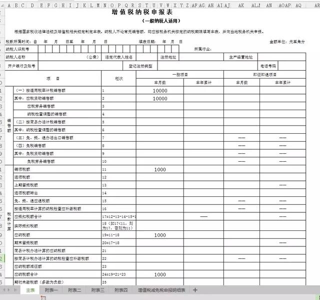 最新增值税纳税申报表详解