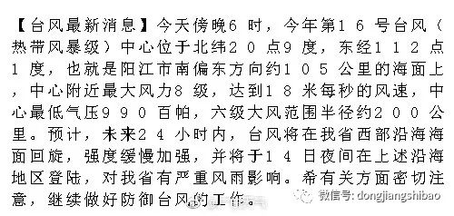 台风最新消息，台风16动态及影响分析